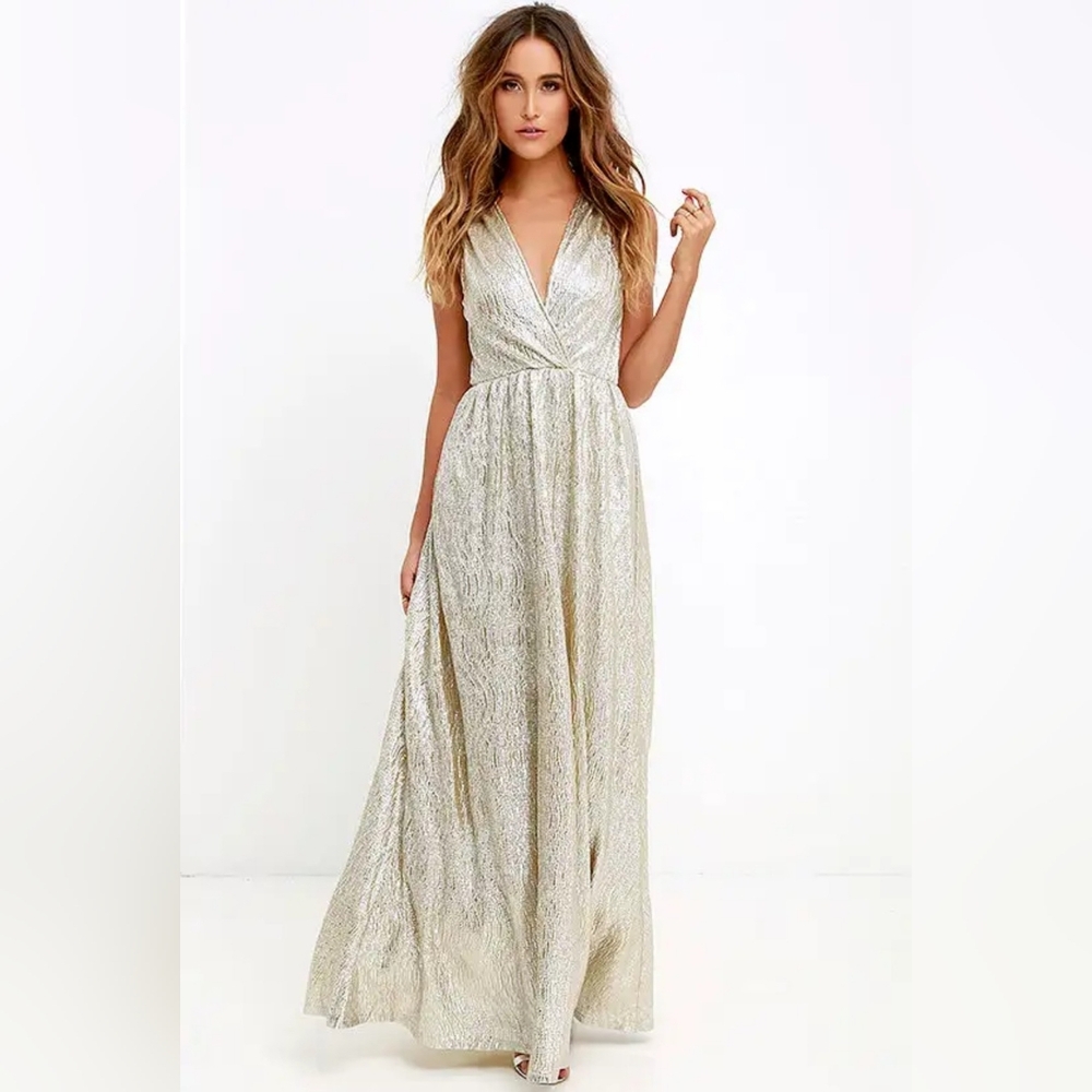 Lulu’s small Elegant Champagne Evening Gown